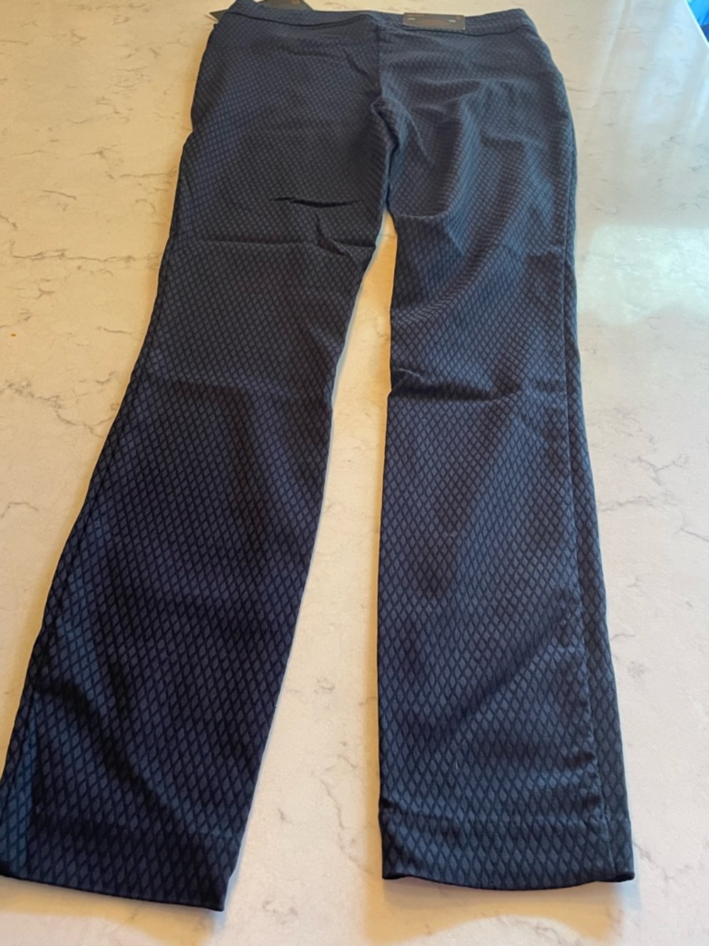 Takara Navy Diamond-Pattern Straight-Leg Pants Item # 11463
